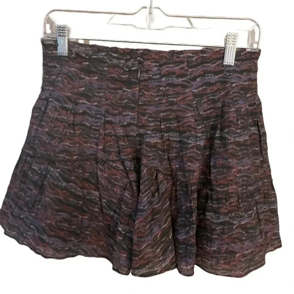 Free People Pleated Skater Space dye Pattern Tiered Mini Skirt Grunge Mod - Picture 2 of 5